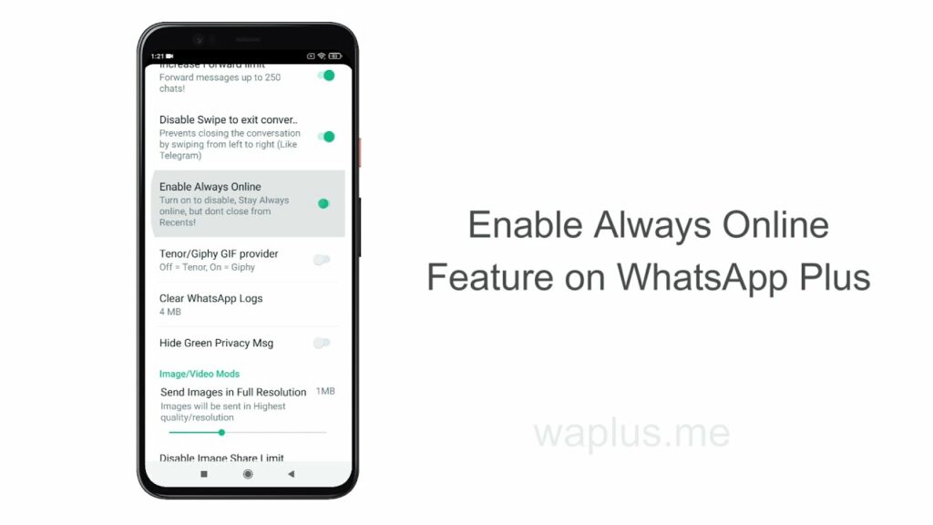 Enable Always Online Feature on WhatsApp Plus