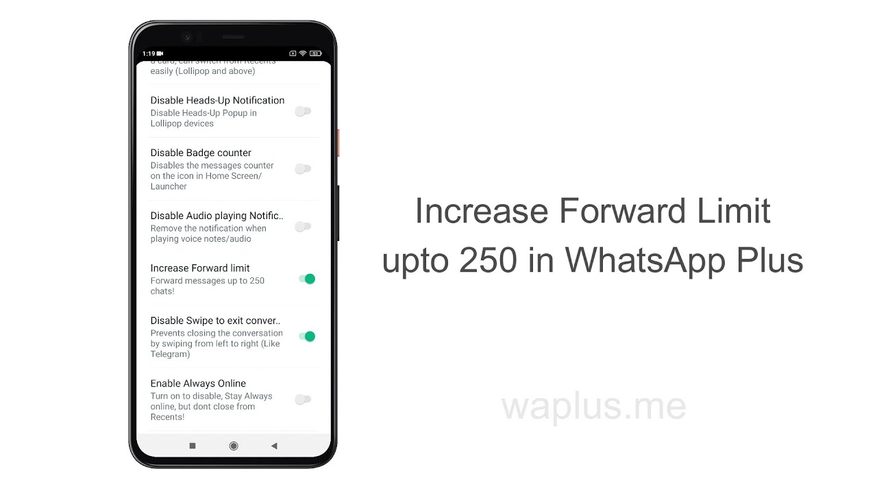 Increase Forward Limit up to 250 on WhatsApp Plus